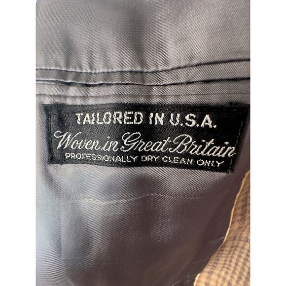 Vintage 70s Austin Reed 44R Wool WIDE LAPEL Plaid Blazer Jacket Gray Brown EUC! - Picture 5 of 11